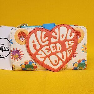 Loungefly The Beatles All You Need Is Love Flap Embroidered Wallet NEW
